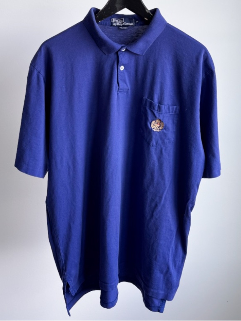 Vtg 90s Polo Ralph Lauren Single Stitch Imperial Crest Pocket Shirt XL 25x28